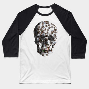 Happy Skull Random Pattern (White) Baseball T-Shirt